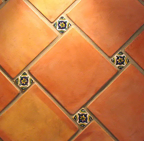 Handpainted Glazed and Natural handmade terracotta floor tiles in pakistan