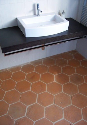 Hexagon 6x6 inch Natural Terracotta Bathroom Floor Tiles Designs