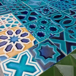 Mixed Multi designs blue multani tile in pakistan