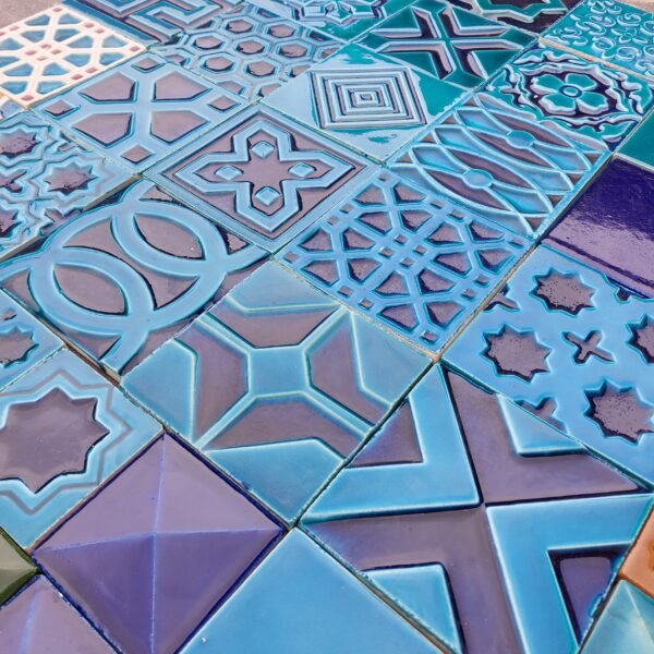 Mixed Multi designs blue multani tiles in lahore