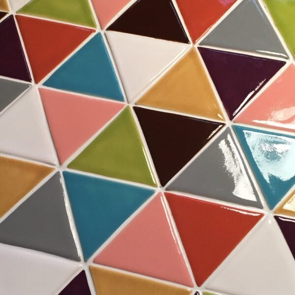 Triangle Ceramic Mosaic Tiles for Bathroom Walls Multi colors