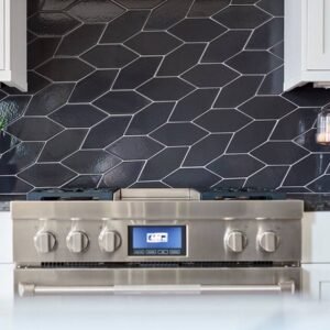 Black Long Hexagon Ceramic Mosaic Tiles