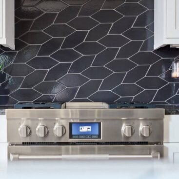 Black Long Hexagon Ceramic Mosaic Tiles