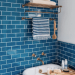 Sky Blue Glazed Ceramic Mosaic Rectangular Tiles