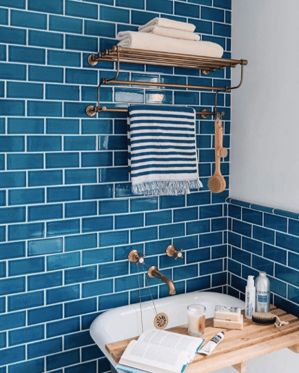 Sky Blue Glazed Ceramic Mosaic Rectangular Tiles