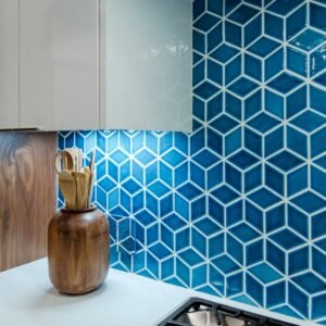 Sky Blue Glazed Ceramic Mosaic Rhombus Tiles